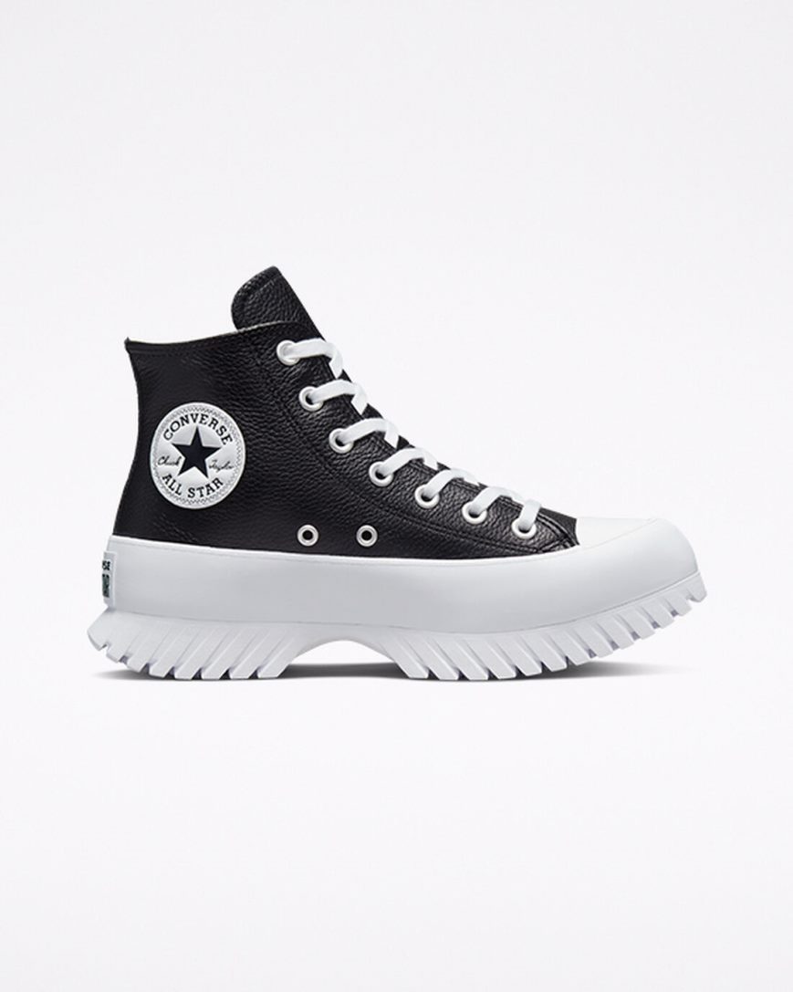 Women\'s Converse Chuck Taylor All Star Lugged 2.0 Leather High Top Shoes Black / White | AU 8C109Q
